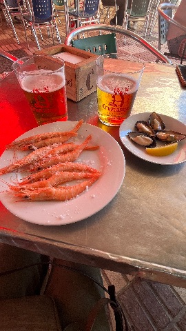 Gambas y mejillones